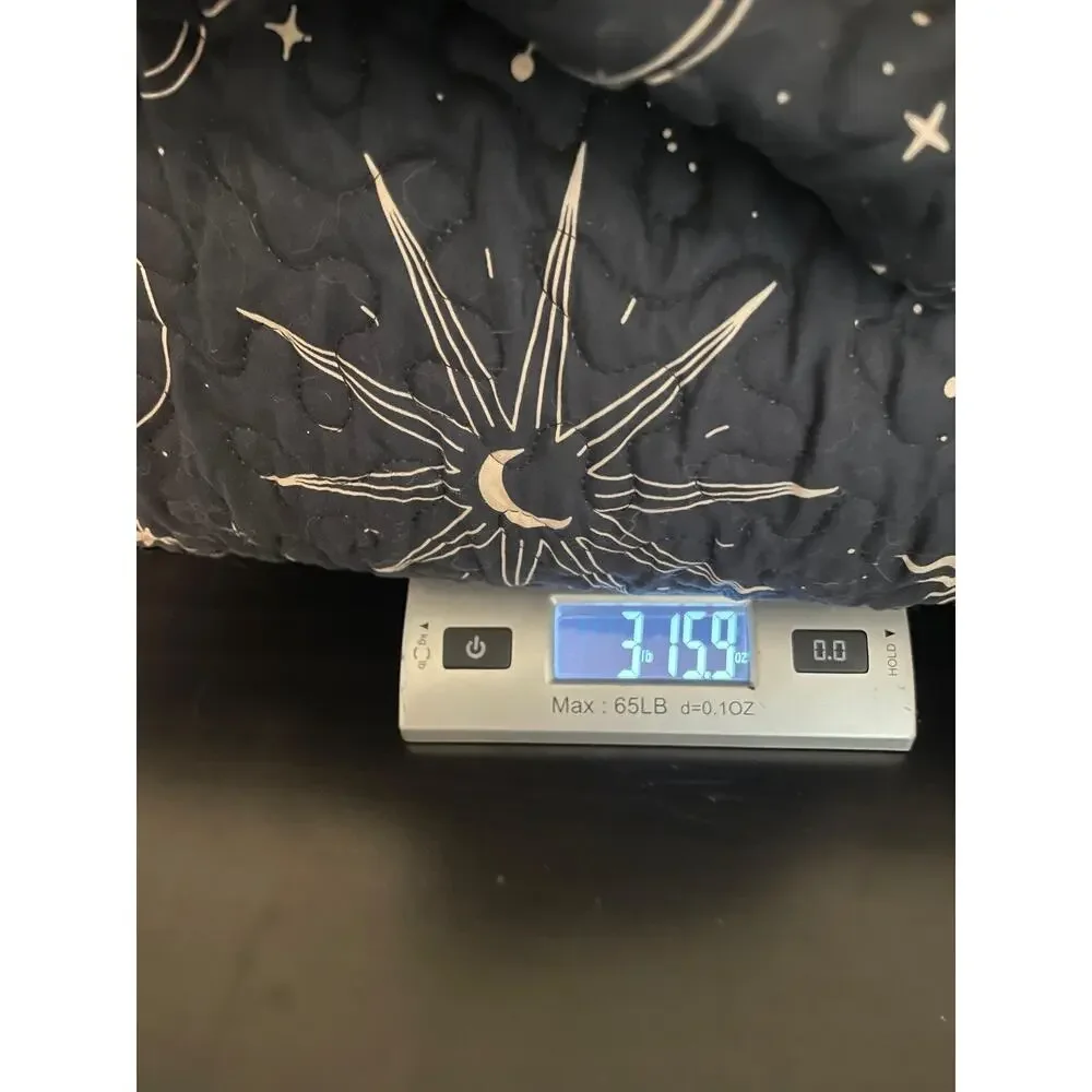 Celestial Sun Moon Quilt Set 83x99 Black Boho Stars 2 Shams Constellation Space